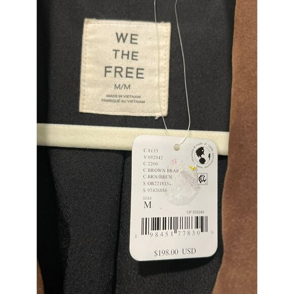 New $198 Free People Paper Cut Faux Suede Vegan Brown Boyfriend Blazer Size M - Picture 8 of 11